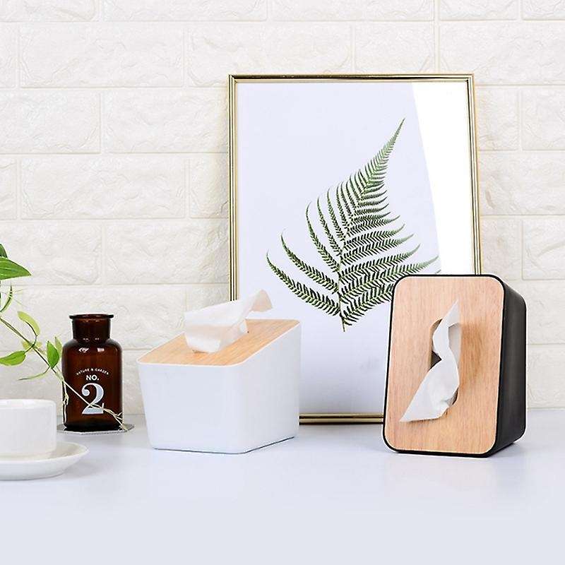 Vertical Tissue Box Nordic Simple Paper Box Wooden Lid, Black