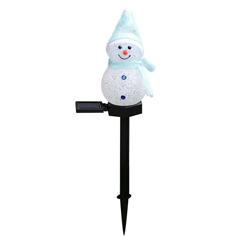 Christmas Solar Powered Led Snowman Light Decor Garden Lamps Blue