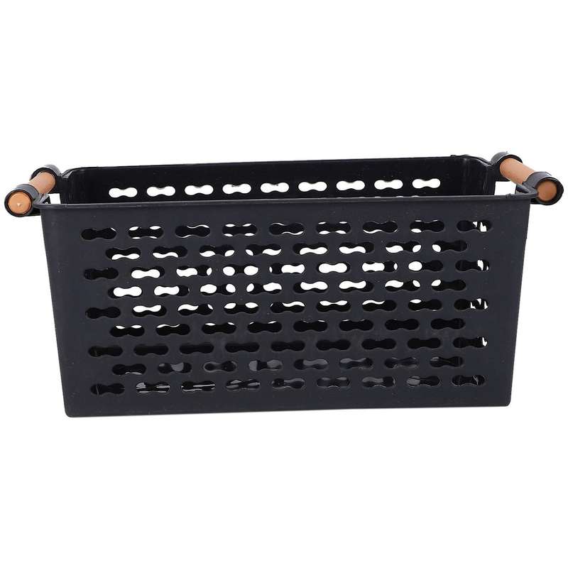Plastic Desktop Rectangular Bathroom Storage Box Bath Basket Black