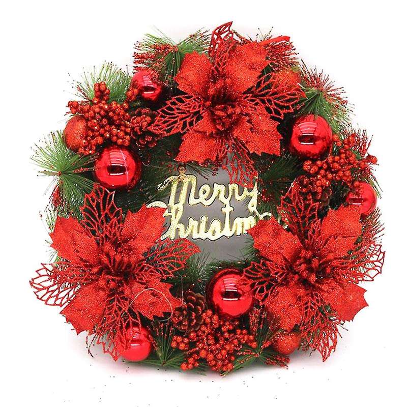 Wreath Wreath Door Hanging Decoration 30cm Merry Christmas Red