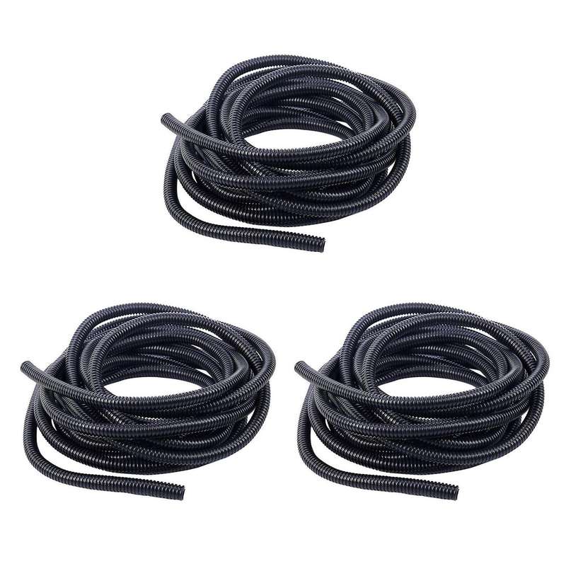 3x 20 Ft Split Wire Loom Conduit Polyethylene Tubing Black 10mm