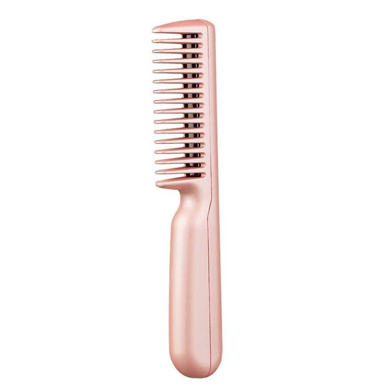 Electric Cordless Hair Straightener and Curling 2 In 1 Dry Comb Pink