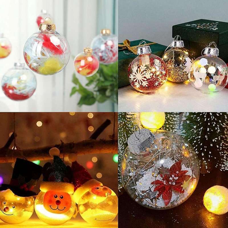 16pcs Plastic Fillable Christmas Tree Ball Diy with Removable Cap