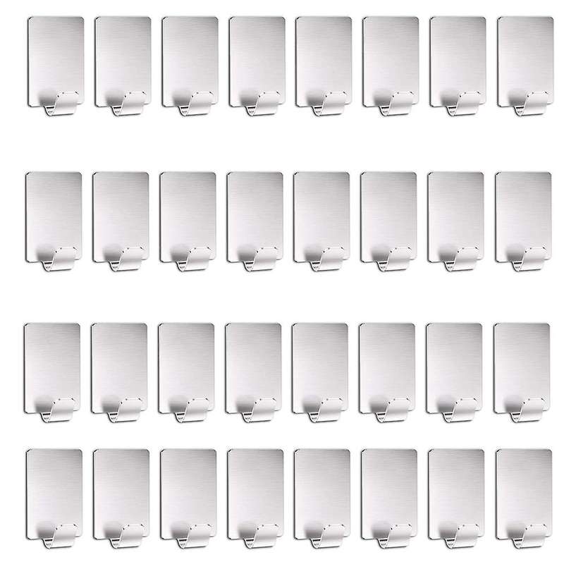 32 Pcs Self-adhesive Hooks,stainless Steel Towel Hooks