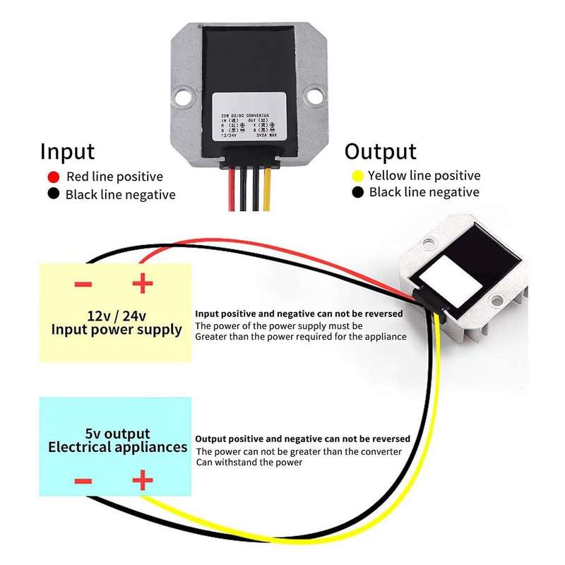 Automotive Dc-dc Voltage Converter Step-down 12v 24v to 5v 5a 25w