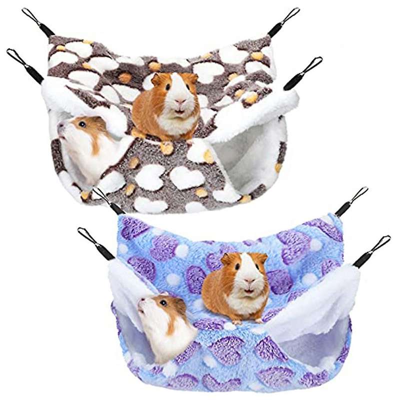 2 Pcs Guinea Pig Rat Hammock Toys Bed for Small Animals Chinchilla M