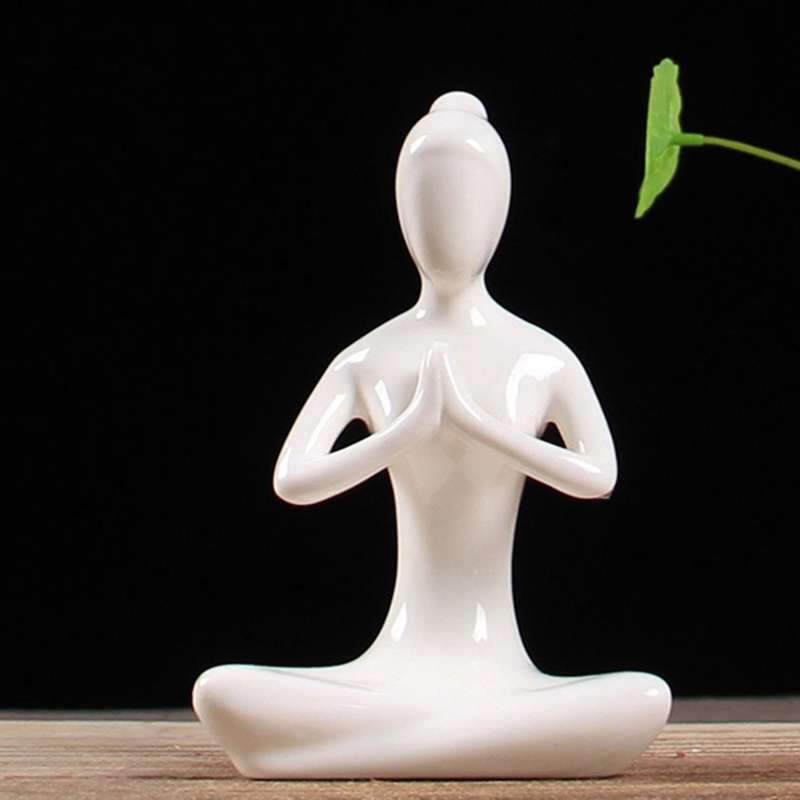 Abstract Art Ceramic Yoga Poses Yoga Lady Figure Statue Ornament 3