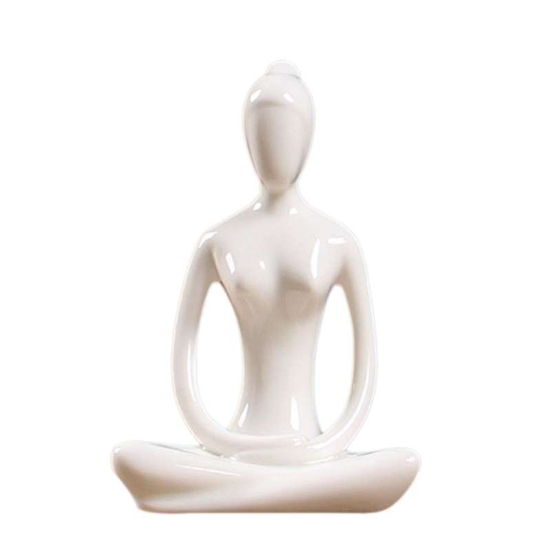 Abstract Art Ceramic Yoga Poses Yoga Lady Figure Statue Ornament 3