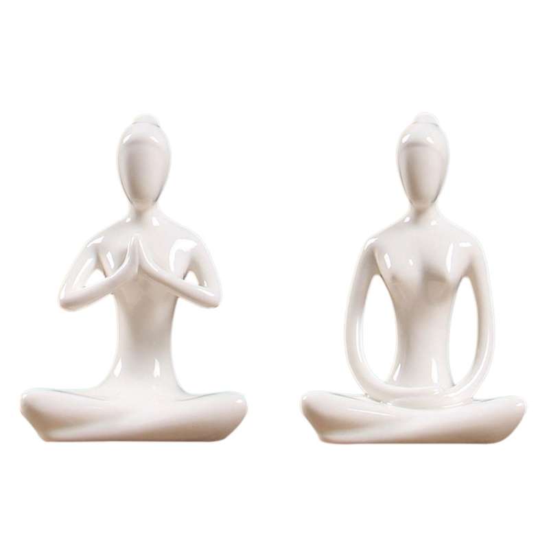 Abstract Art Ceramic Yoga Poses Yoga Lady Figure Statue Ornament 3