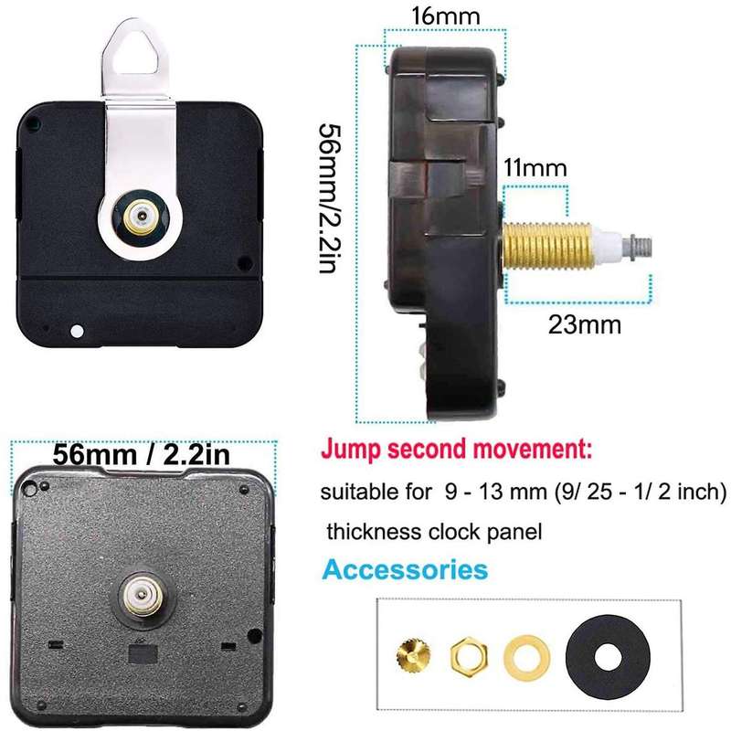 High Torque Clock Movement Mechanism Quartz Clock Walnut Wood 23mm