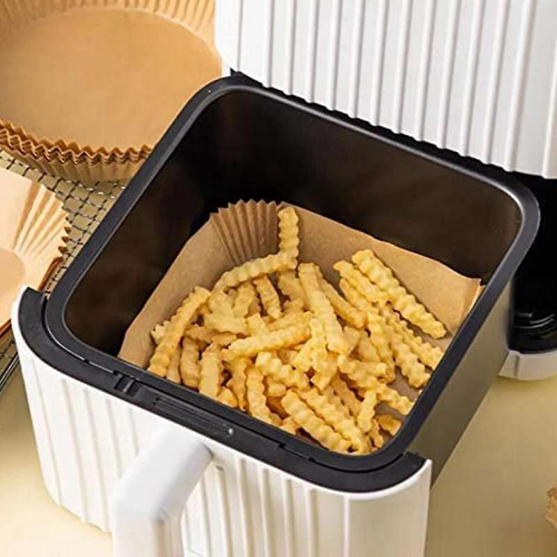 100 Pcs 6.3 Inch Air Fryer Liner Wood Pulp Paper Wood Pulp Paper A