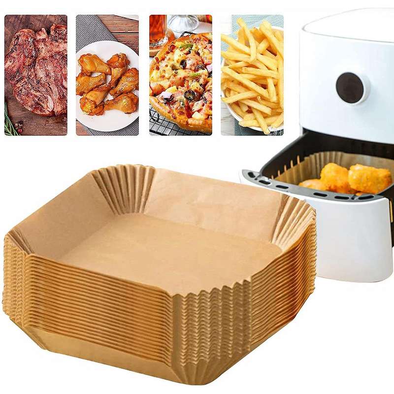 100 Pcs 6.3 Inch Air Fryer Liner Wood Pulp Paper Wood Pulp Paper A