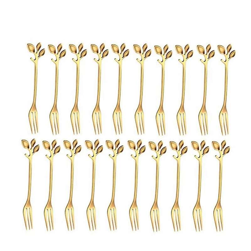 20pcs Stainless Steel Flatware Fruit Fork Leaf Shape