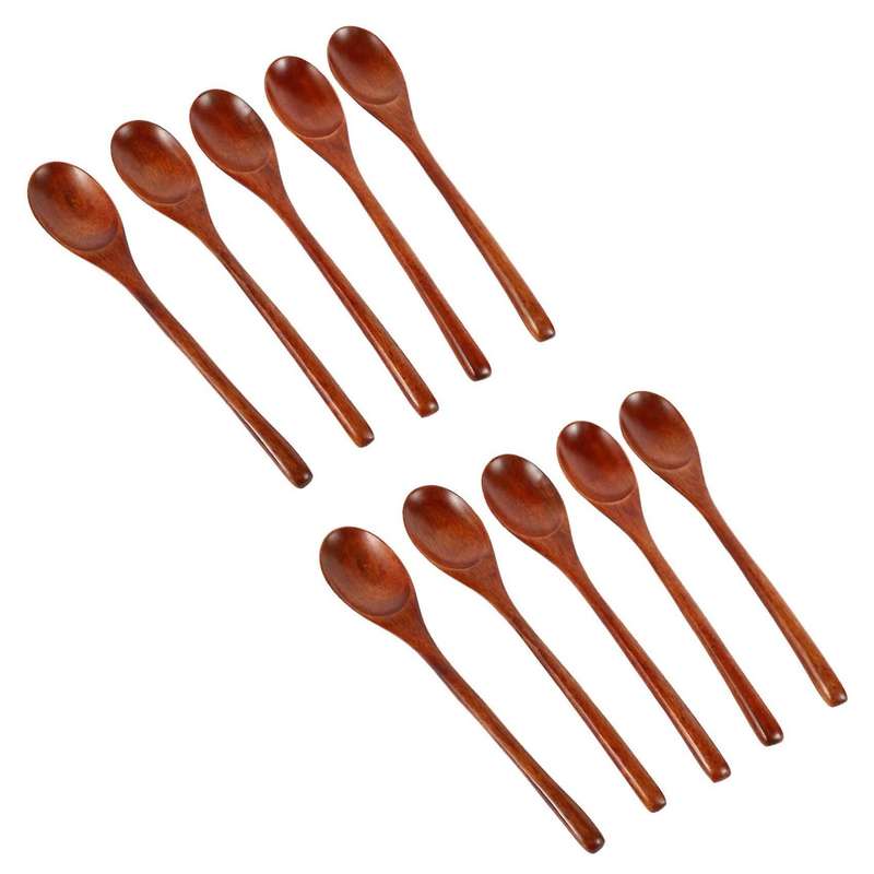 Spoons Wooden Soup Spoon 10 Pieces Eco Wooden Ladle Spoon Set