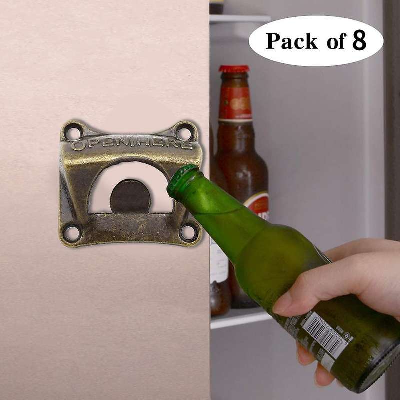 8pcs Wall Mounted Bottle Opener,with Mount Screws,for Outdoor,rustic