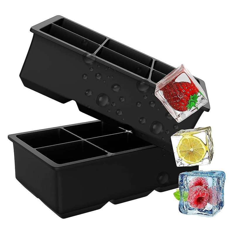 Black Reusable Ice Tray, for Whiskey, Cocktails, and Party Drinks