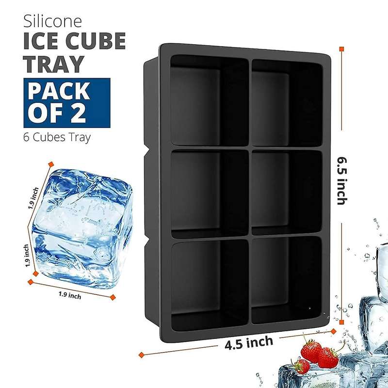 Black Reusable Ice Tray, for Whiskey, Cocktails, and Party Drinks