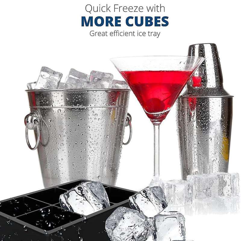 Black Reusable Ice Tray, for Whiskey, Cocktails, and Party Drinks