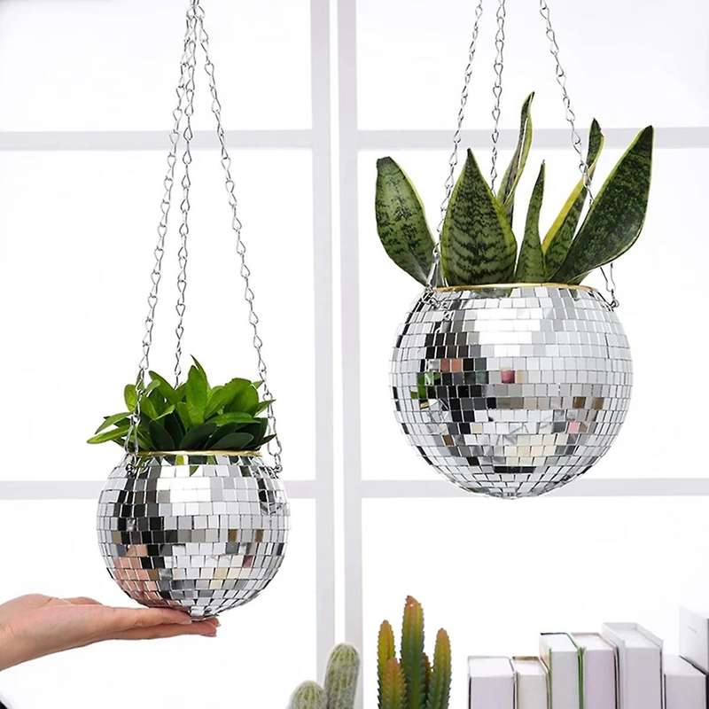 Mirror Garden Pots Planters Disco Ball Outdoor Flower Pots A