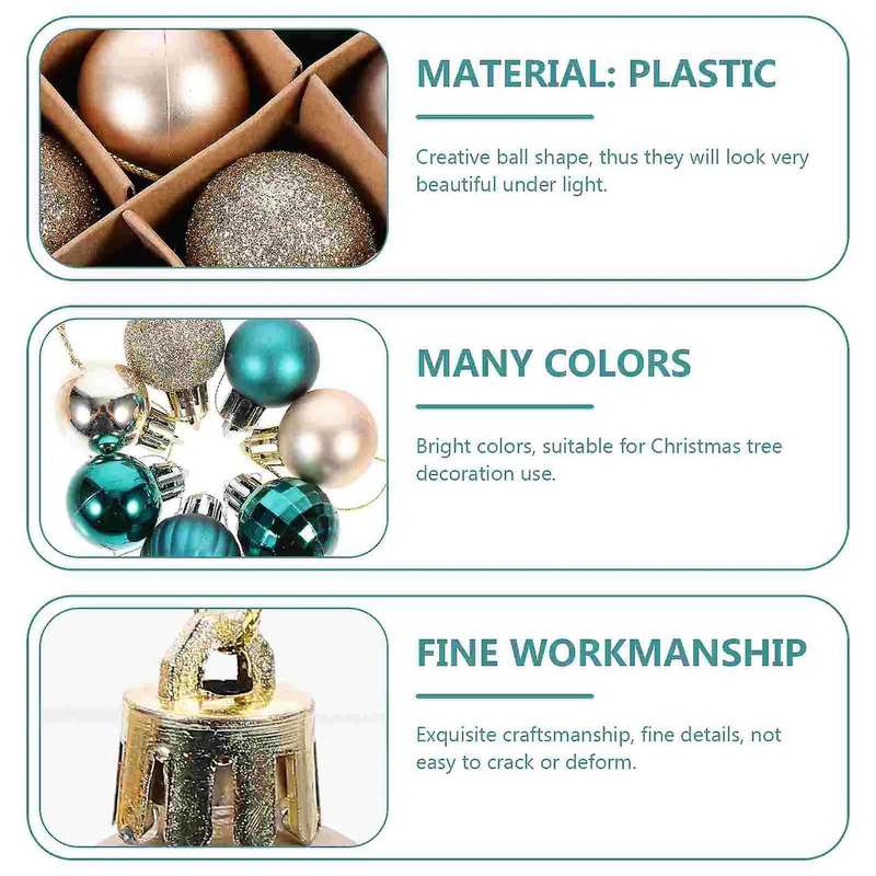 64 Pcs Christmas Ornaments Gifts Christmas Tree Balls -blue Gold