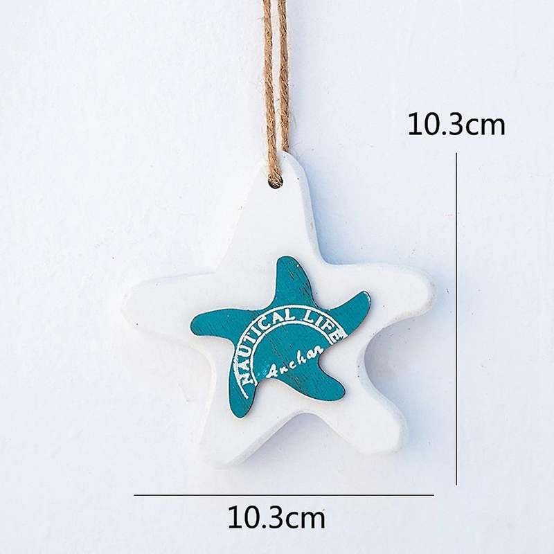 Mediterranean Starfish Hanging Fish Nautical Decoration Wooden Fish
