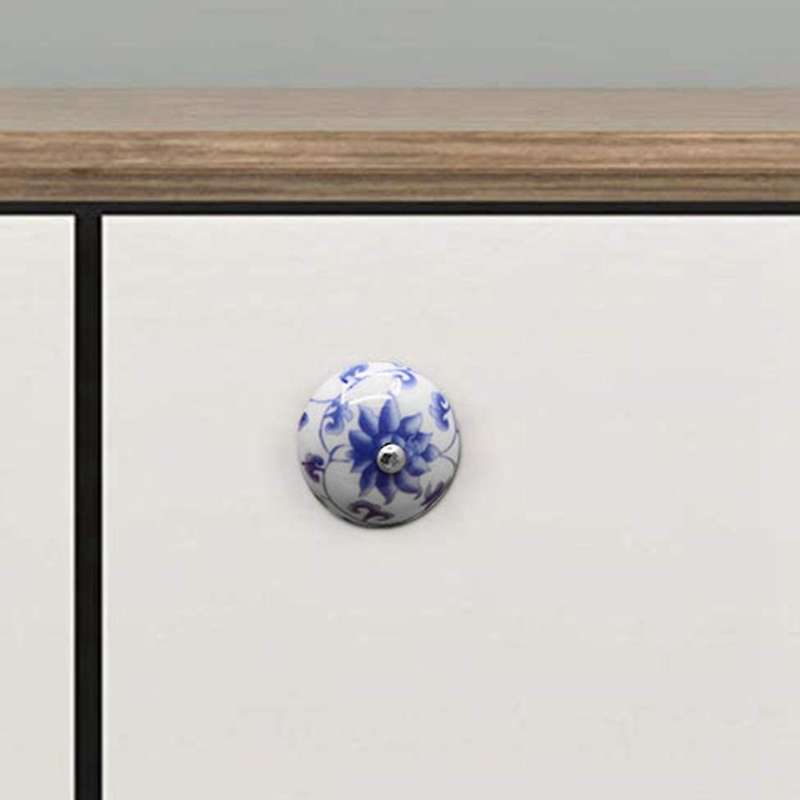 4pcs Ceramic Handles Retro Blue and White Ceramics for Drawers Door