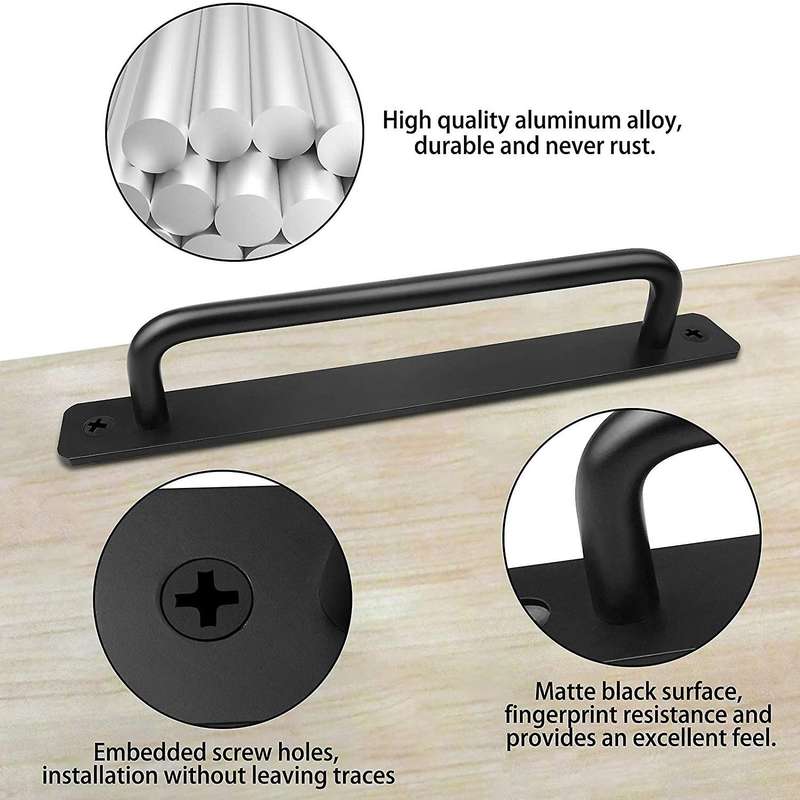 2pcs Black Door Pull Handle Aluminium Alloy Sliding Heavy Duty