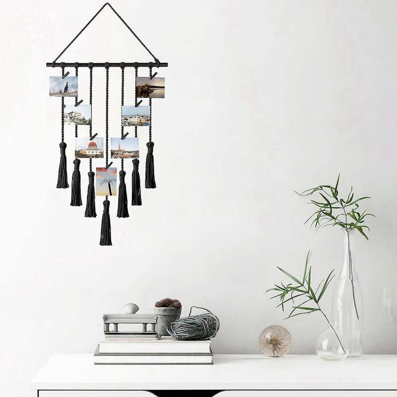 Hanging Photo Display Macrame Wall Hanging for Apartment Bedroom