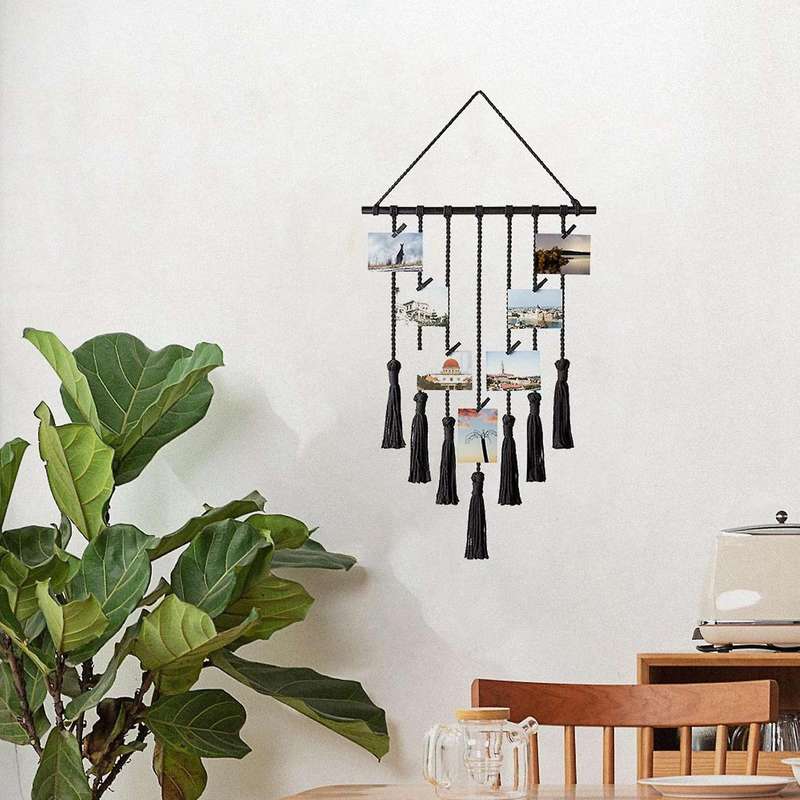 Hanging Photo Display Macrame Wall Hanging for Apartment Bedroom