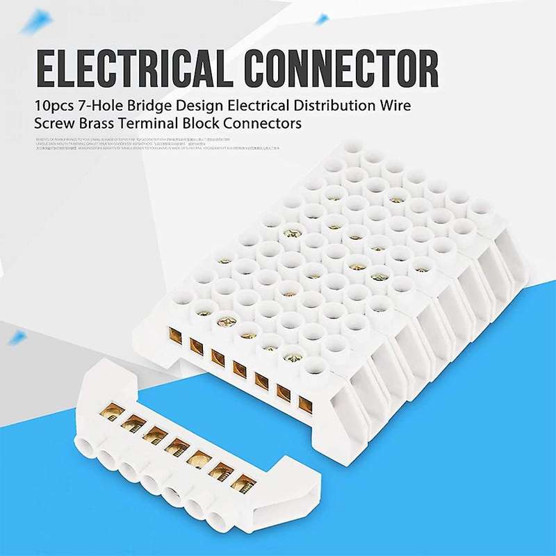 10pcs 7-hole Bridge Design Electrical Distribution Wire Screw Brass