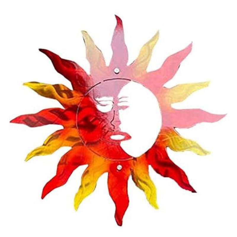 Sun Wall Decor Creative Sun Moon Statue Iron Art Decor Red