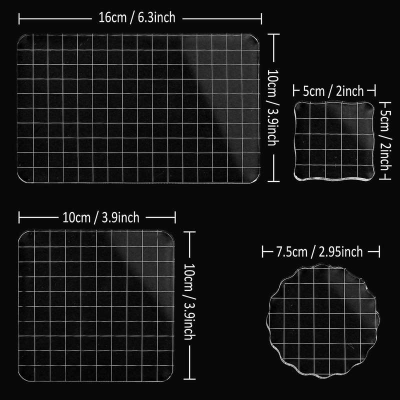 4 Pack Large Acrylic Stamp Block Clear Stamping Tools Set