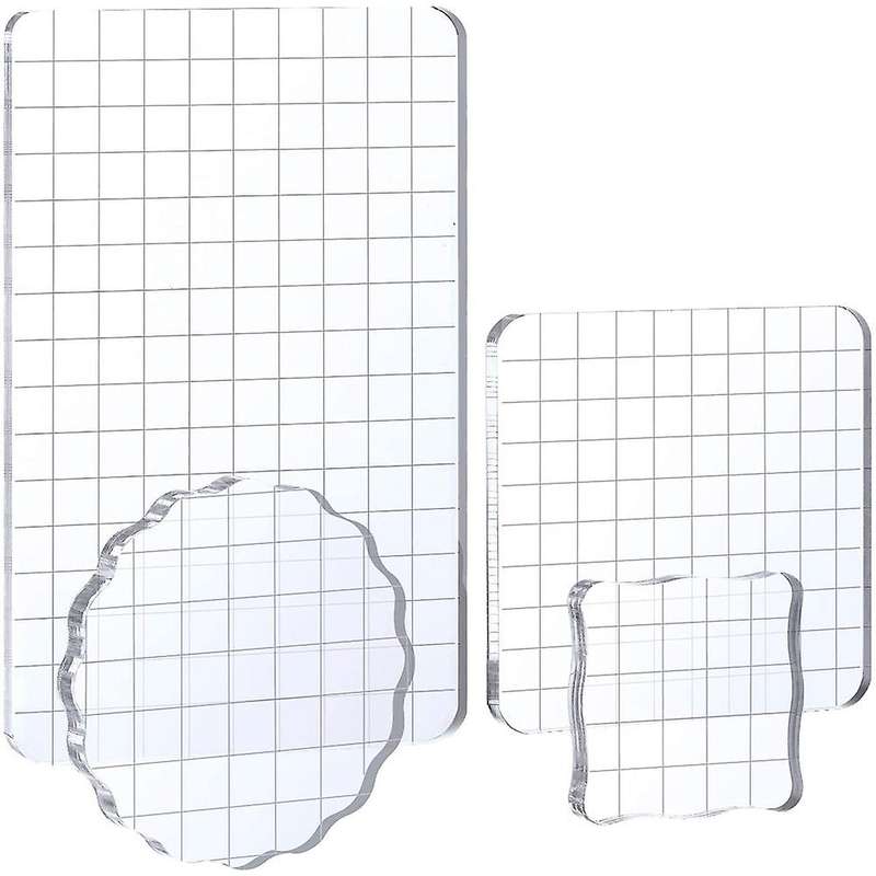 4 Pack Large Acrylic Stamp Block Clear Stamping Tools Set