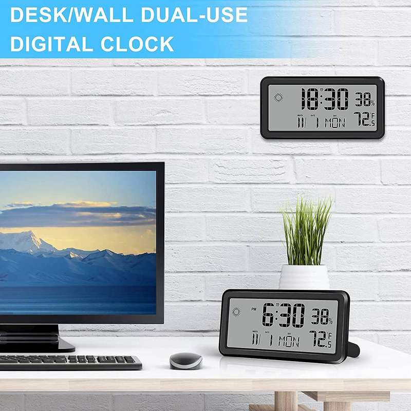 Alarm Clock for Bedroom,digital Wall Clocks,with Date,week,black