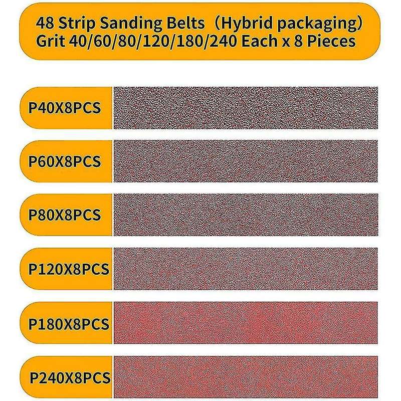 10x330mm 48 Pcs- 40/60/80/120/180/240 Grit Alumina Sanding Belt