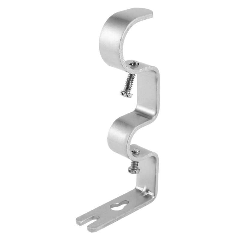 3pcs/set Curtain Rod Brackets Heavy Duty Double Rod Holders Silver
