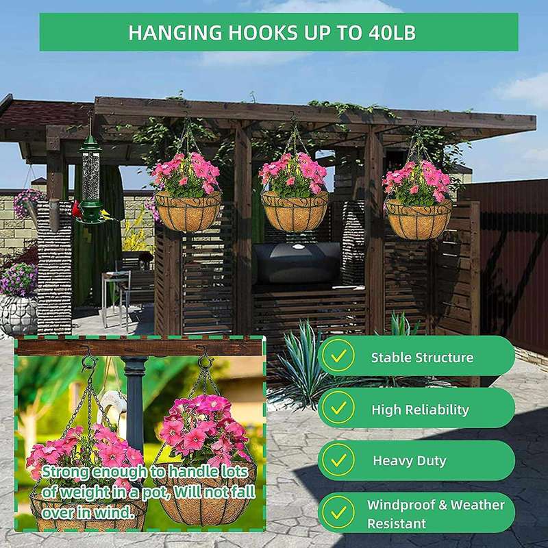 30pcs Hook with Safety Buckle, for Hanging Plants,garden Light, Black