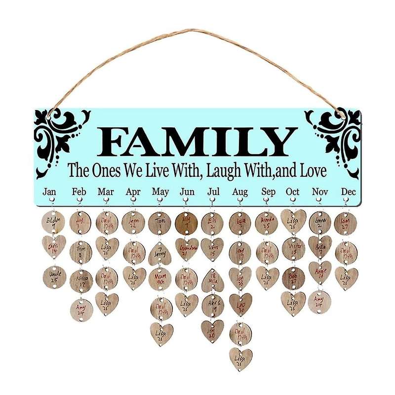 Family Board Diy Calendar Plaque for Home Decor with 100 Wood Discs