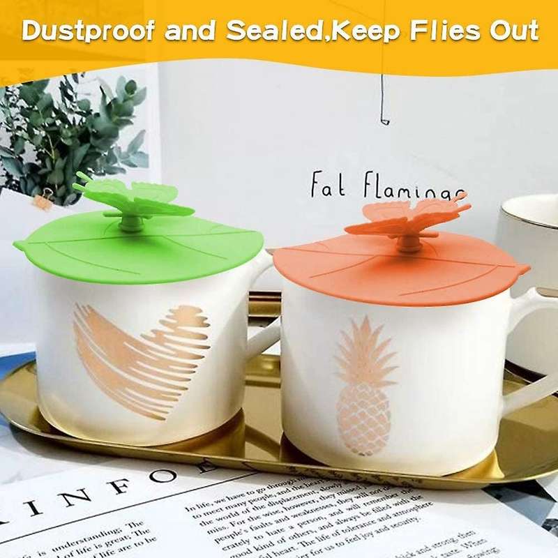 6pcs Silicone Cup Covers Butterfly Mug Cup Lids Anti-dust Airtight
