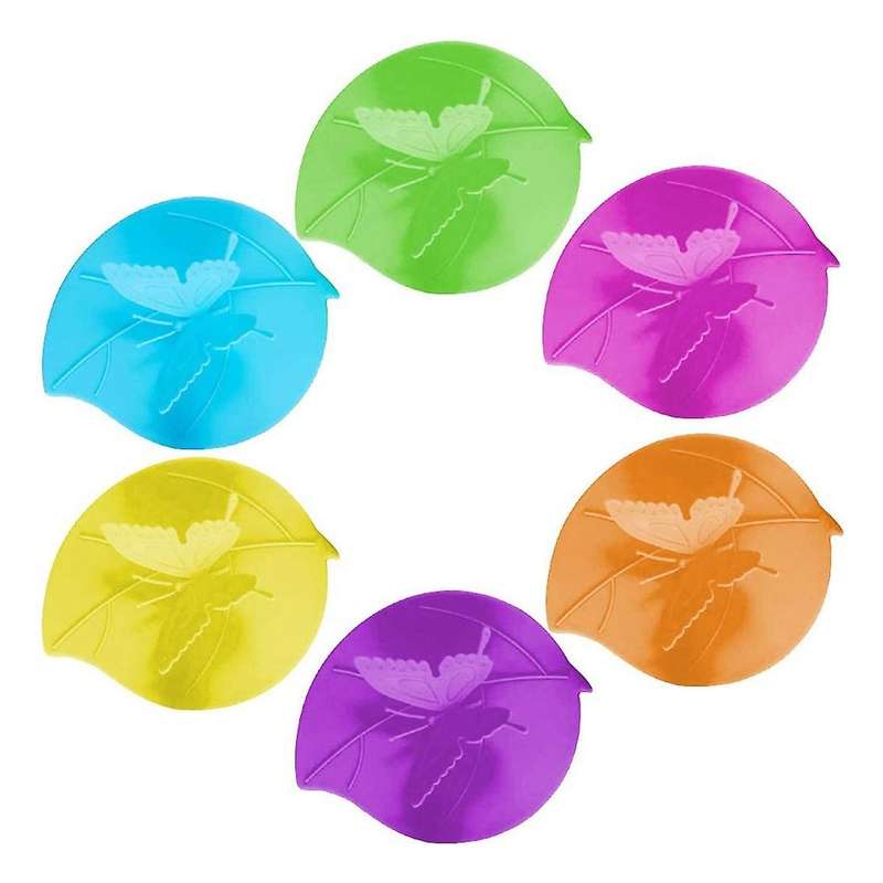 6pcs Silicone Cup Covers Butterfly Mug Cup Lids Anti-dust Airtight