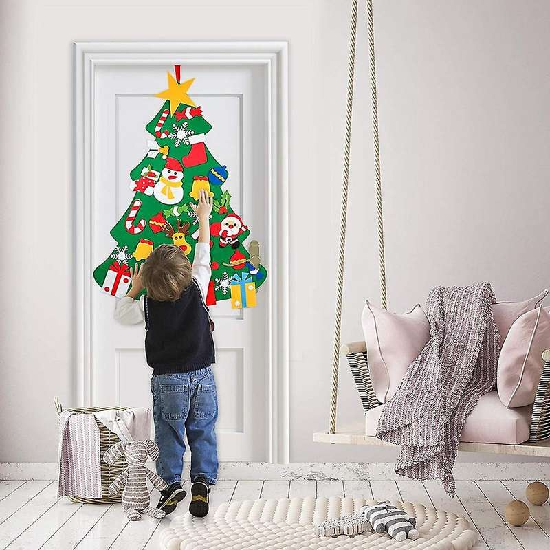 Diy Felt Christmas Tree Set for Kids with Ornaments