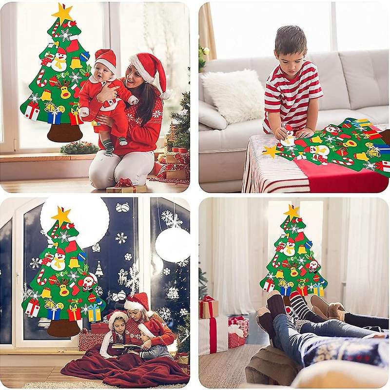 Diy Felt Christmas Tree Set for Kids with Ornaments