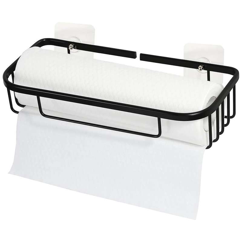 Durable Anti-rust Wall Mounted Paper Towel Holders Black Basket