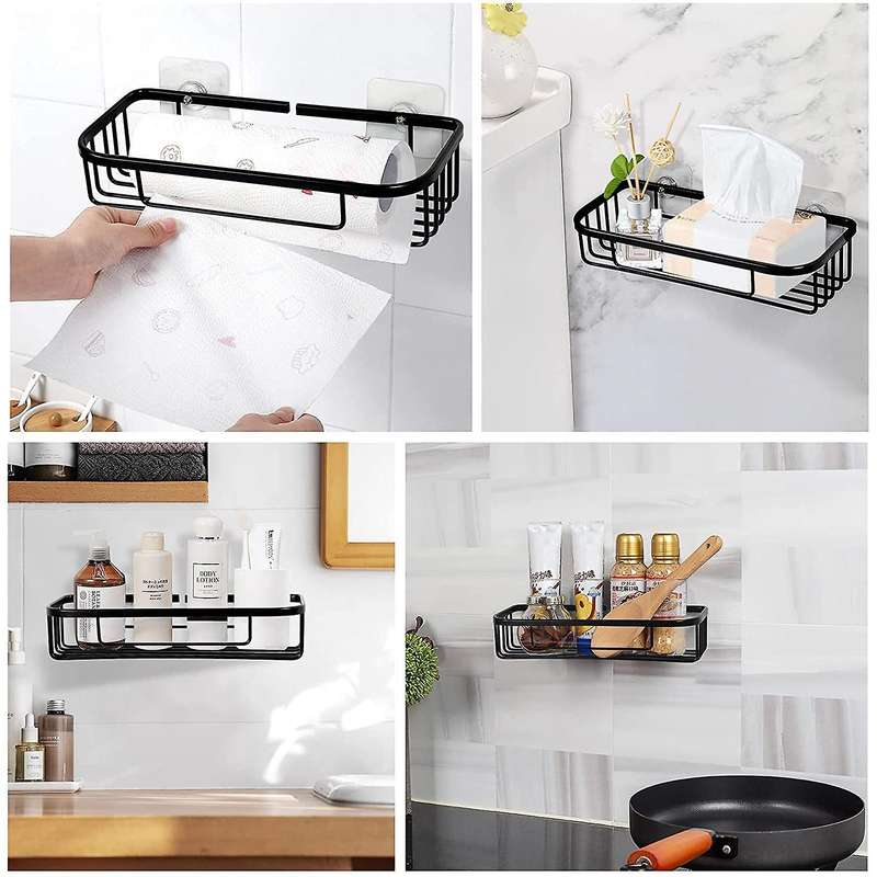 Durable Anti-rust Wall Mounted Paper Towel Holders Black Basket