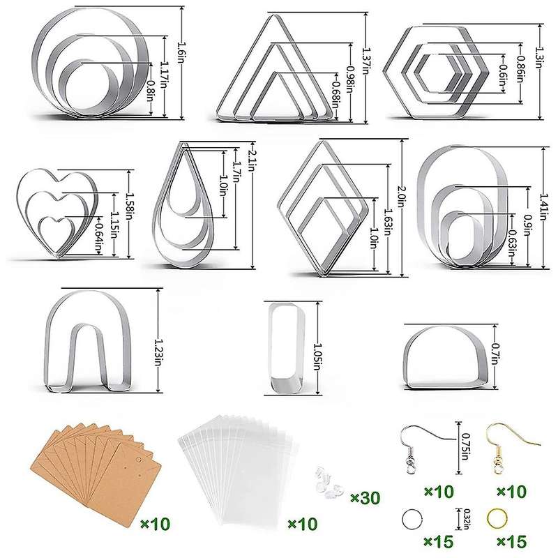 24pcs Polymer Clay Cutters 10 Shapes Stainless Steel Clay Cutters