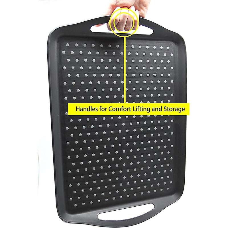 Rectangular Non-slip Plastic Tray with Handle for Home Kitchen