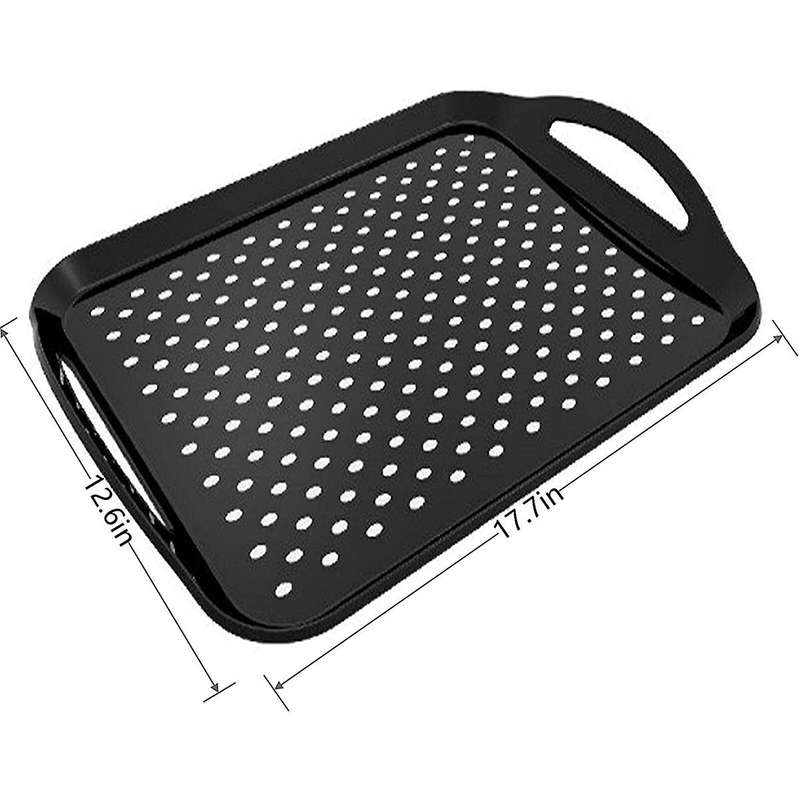 Rectangular Non-slip Plastic Tray with Handle for Home Kitchen