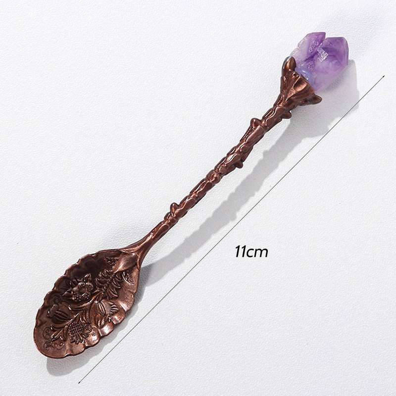 Crystal Stone Long Handle Coffee Spoon Teaspoon Retro Crystal Spoon