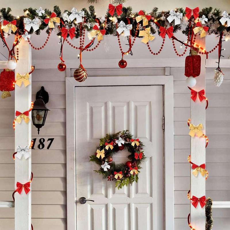 240pieces Christmas Ribbon Bows Ornaments Presents 4 Colours