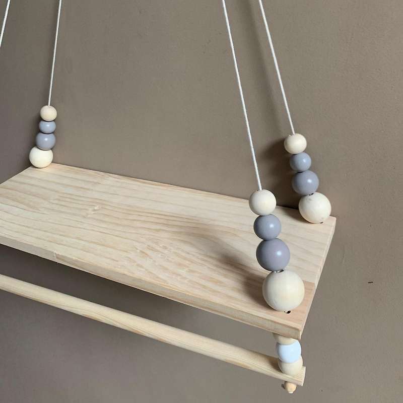 Wooden Wall Shelf with Clothes Rack Children Room Decoration, Gray